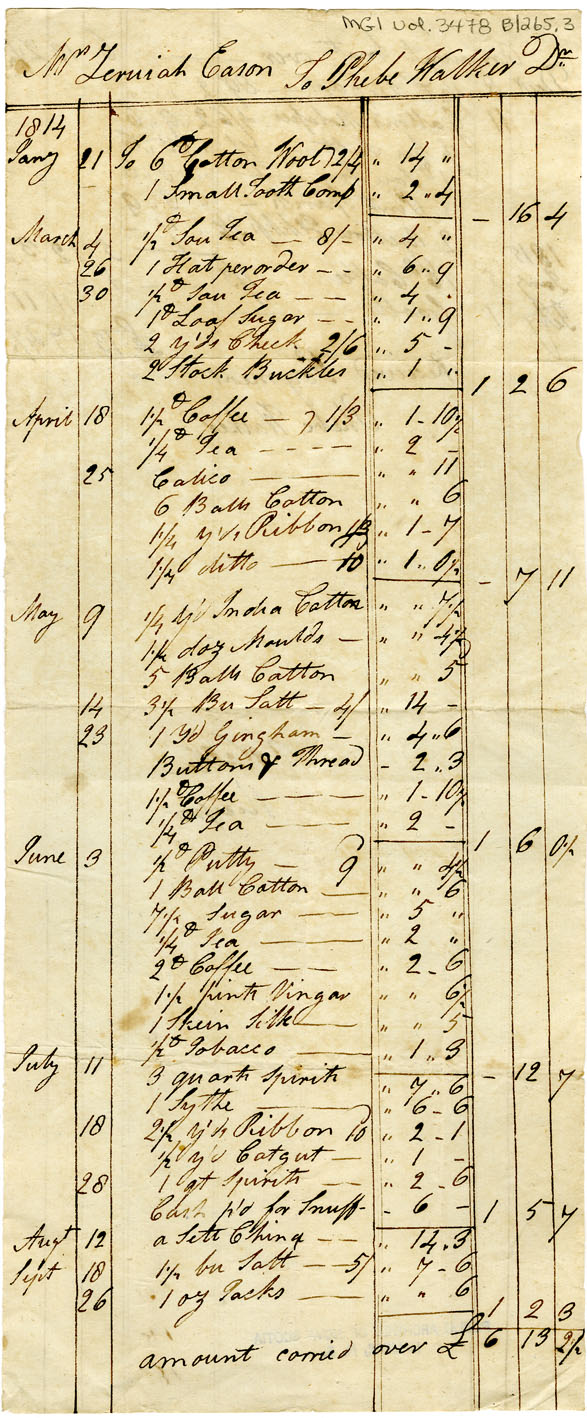 Easson : Account, Alexander Easson with Phebe Walker