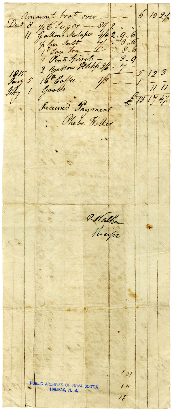 Easson : Account, Alexander Easson with Phebe Walker