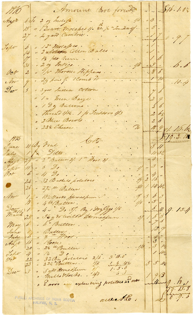 Easson : Account, Alexander Easson with Phebe Walker