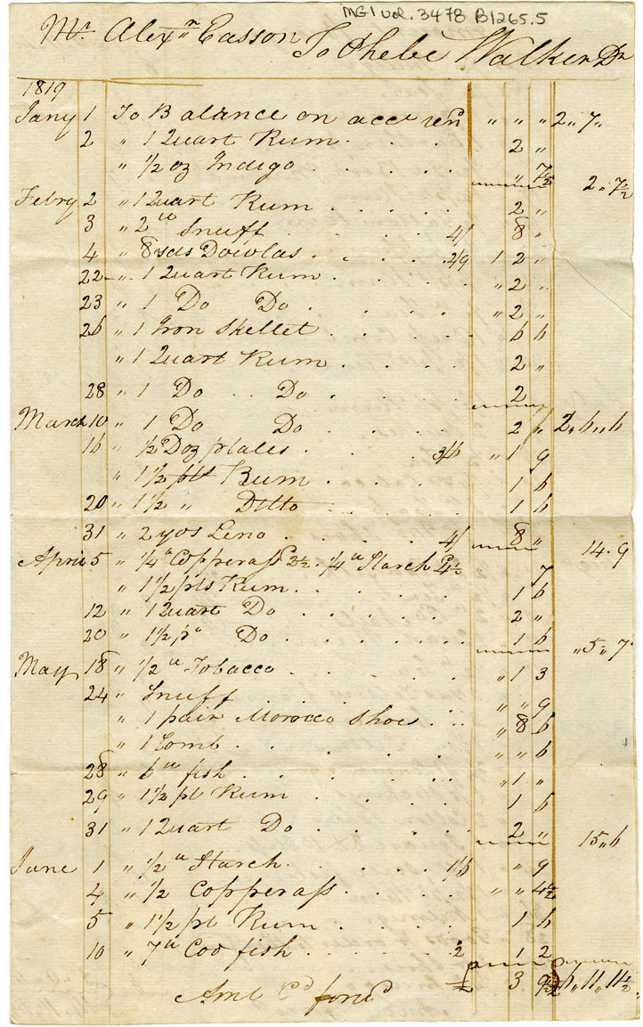 Easson : Account, Alexander Easson with Phebe Walker