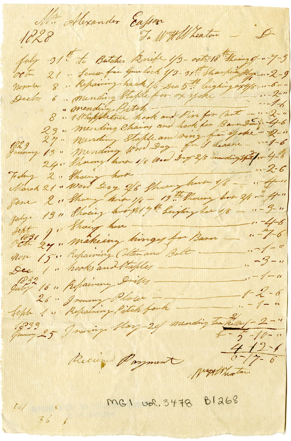 Easson : Account, Alexander Easson with W.H. Wheaton