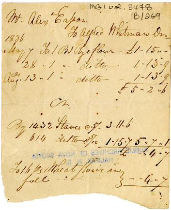 Easson : Account, Alexander Easson with Alfred Whitman