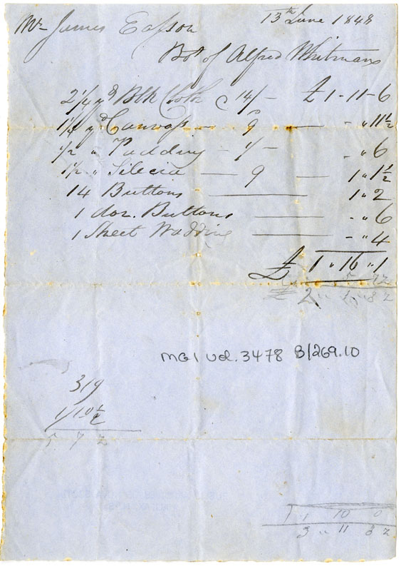 Easson : Account, James Easson with Alfred Whitman