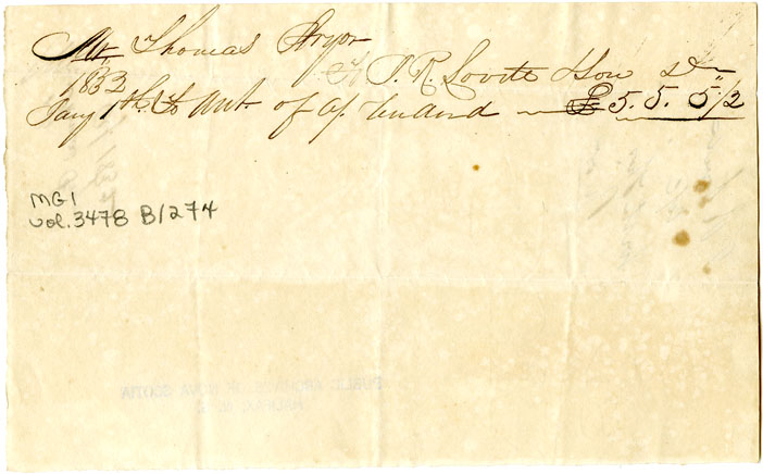 Easson : Account, Thomas Pryor with J.R. Lovett & Son