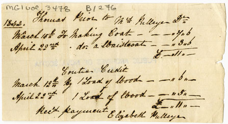 Easson : Account, Thomas Pryor with Elizabeth Pulleye