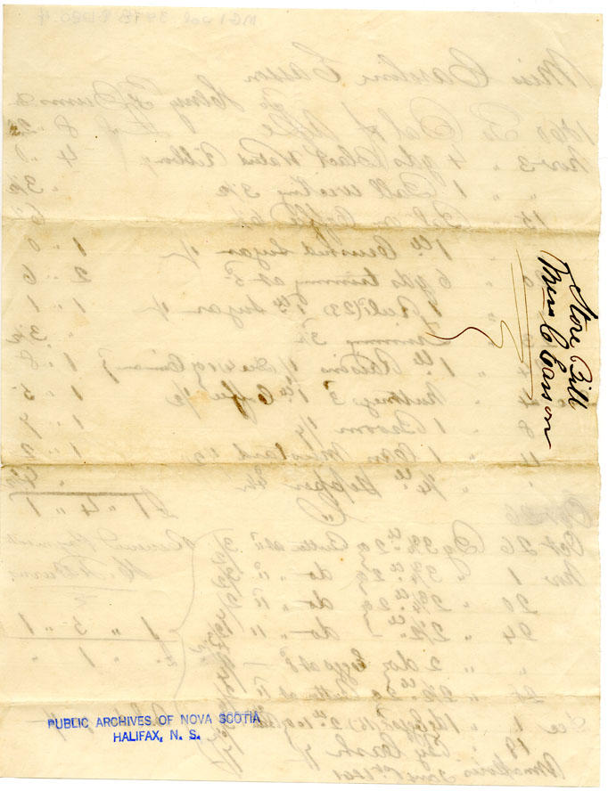 Easson : Account, Caroline Easson with H.F. Burns, Annapolis