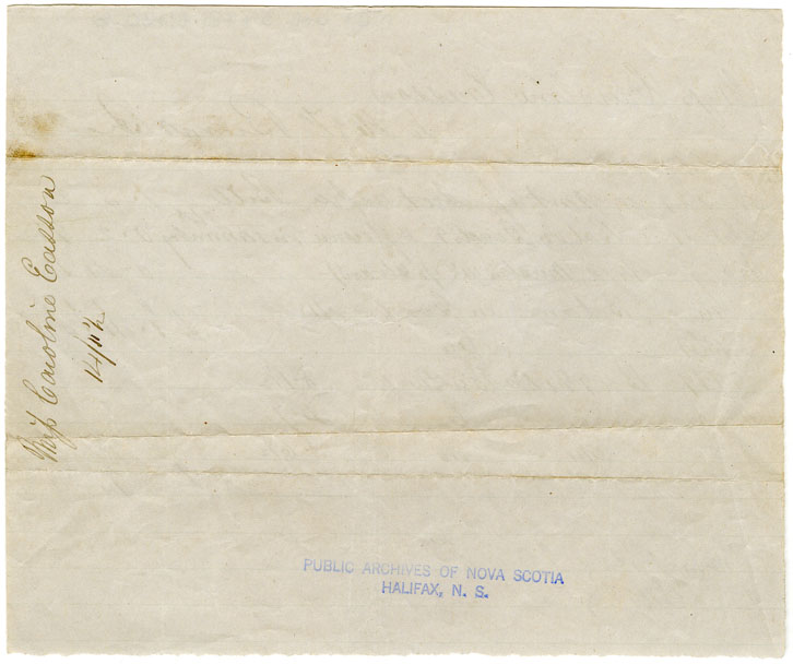 Easson : Account, Caroline Easson with H.F. Burns, Annapolis