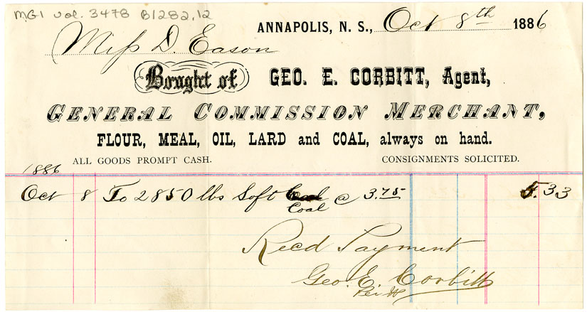 Easson : Account, Deborah Easson with George E. Corbitt, Annapolis