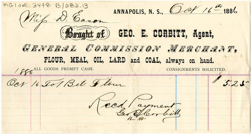 Easson : Account, Miss D. Easson with George E. Corbitt & Son, Annapolis