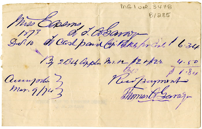 Easson : Account, Miss Easson with Thomas A. Gavaza, Annapolis