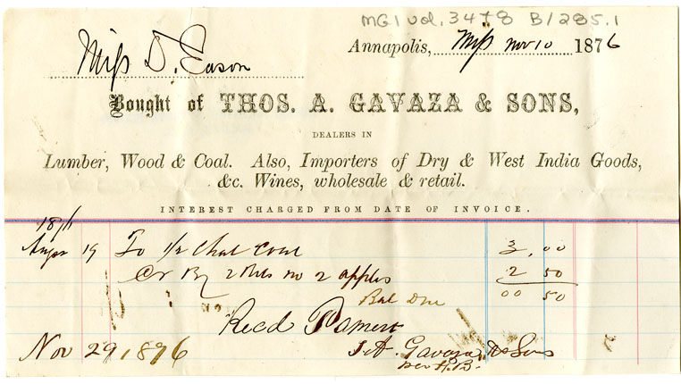 Easson : Account, Deborah Easson with Thomas A. Gavaza & Sons, Annapolis