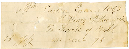 Easson : Account, Caroline Easson with Henry Hardwick