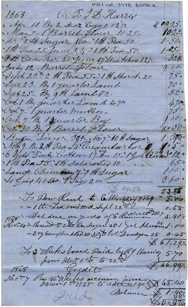 Easson : Account, Deborah Easson with Isaac D. Harris