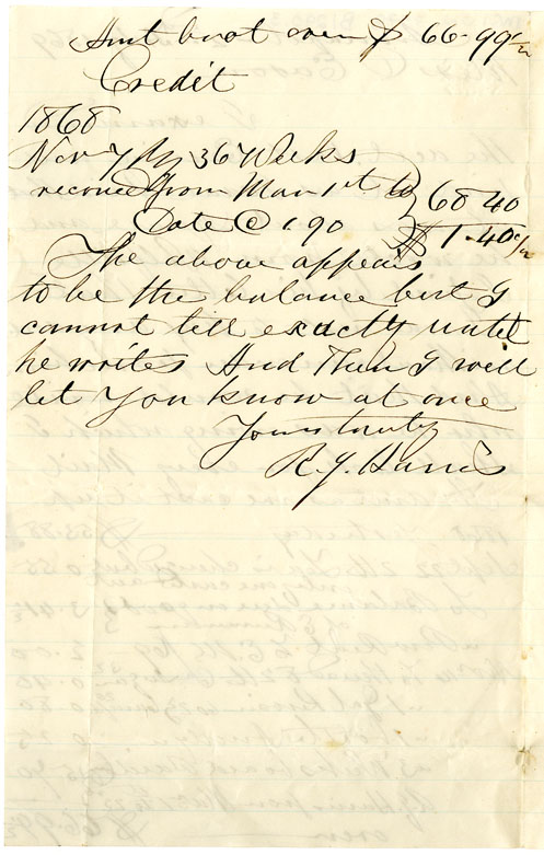 Easson : Letter, R.G. Harris to Deborah Easson