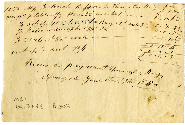 Easson : Account, Deborah Easson with Thomas C. Ring, Annapolis