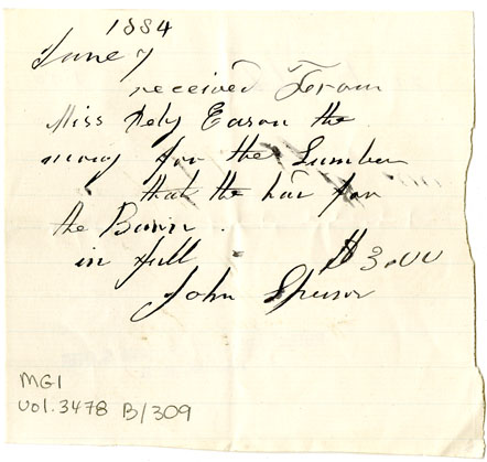 Easson : Receipt, John Spurr