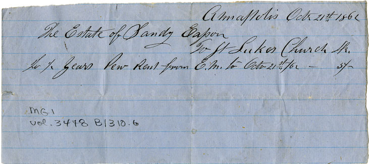 Easson : Account, Estate of Sandy Easson with St. Luke's Church, Annapolis