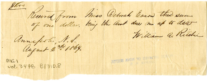 Easson : Receipt, William A. Ritchie