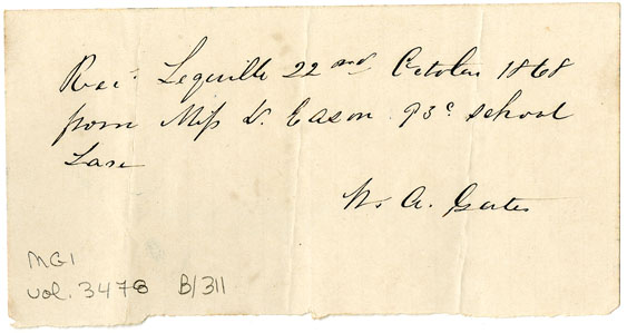 Easson : Receipt, W.A. Gates