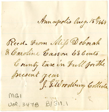 Easson : Receipt, J.G. Woodbury, Collector