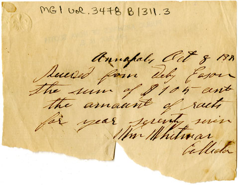 Easson : Receipt, William Whitman, Collector