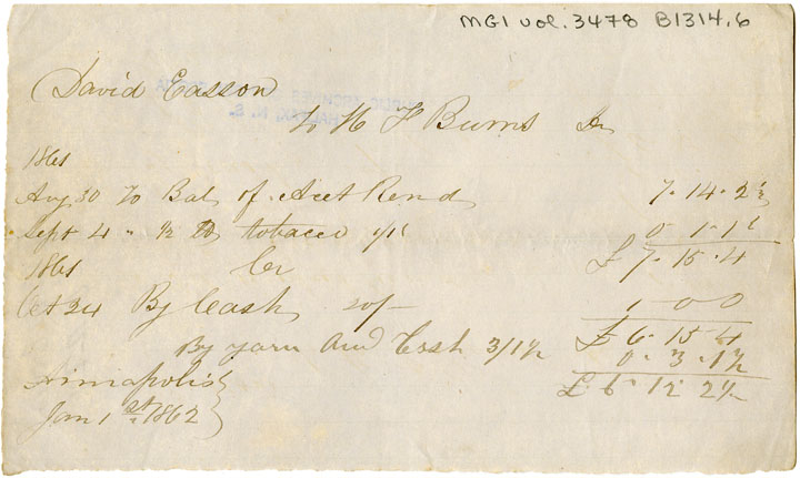 Easson : Account, David Easson with Henry F. Burns, Annapolis