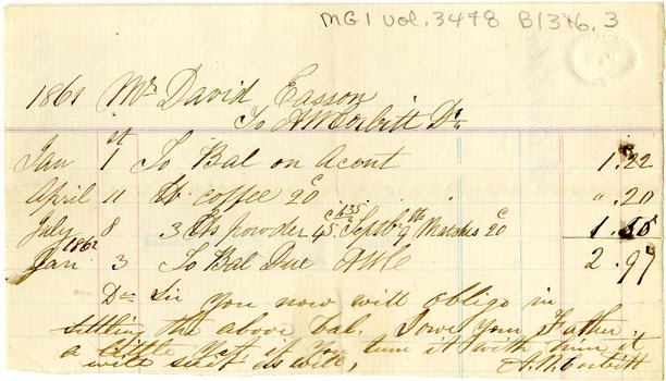 Easson : Account, David Easson with A.W. Corbitt