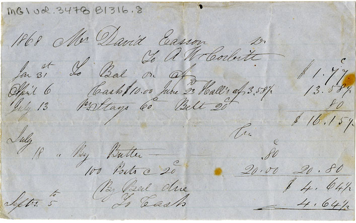 Easson : Account, David Easson with A.W. Corbitt