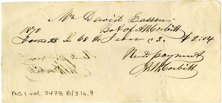 Easson : Account, David Easson with A.W. Corbitt