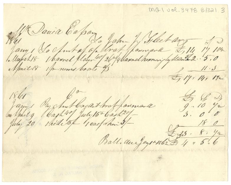 Easson : Account, David Easson with John J. Fleet, Annapolis