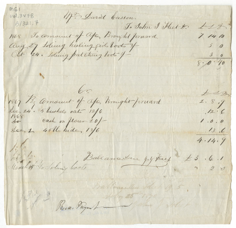 Easson : Account, David Easson with John J. Fleet, Annapolis