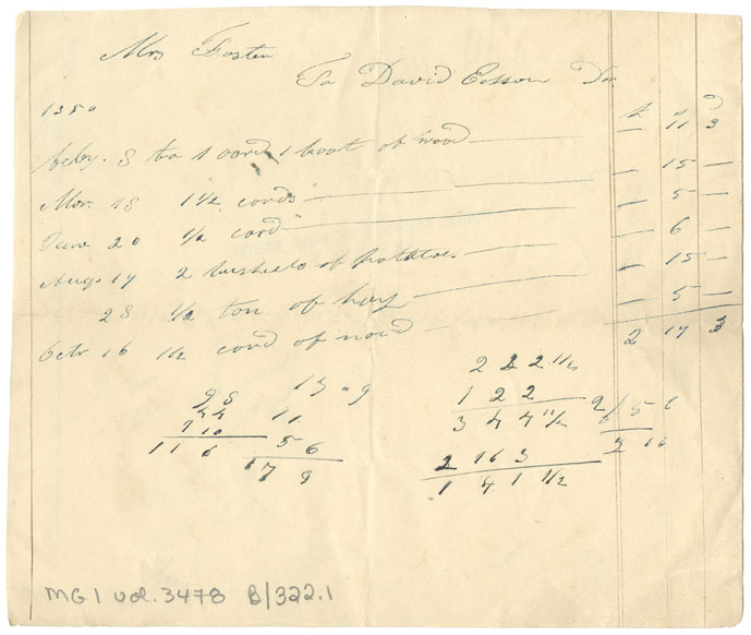 Easson : Account, Mrs. Foster with David Easson