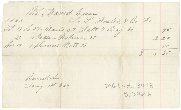 Easson : Account, David Easson with S. Foster & Co.