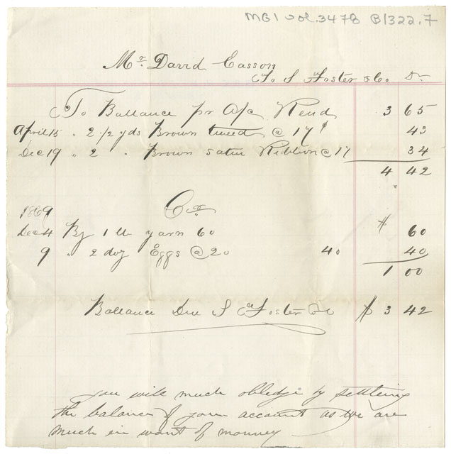 Easson : Account, David Easson with S. Foster & Co.