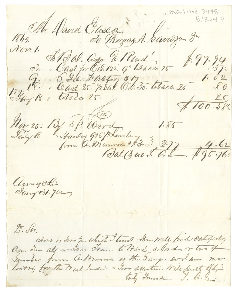 Easson : Account, David Easson with Thomas A. Gavaza, Annapolis