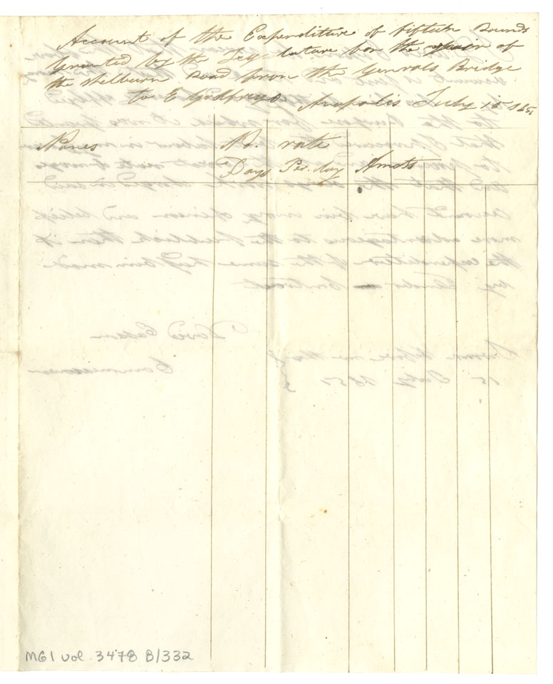 Easson : Account of the Expenditure of fifteen pounds Granted by the Legislature for the repair of the Shelburne Road from the General