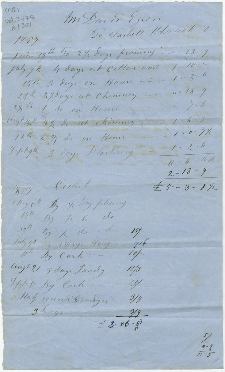 Easson : Account, David Easson with Tarbell Wheelock