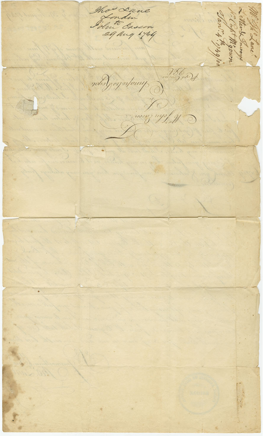 Easson : Letter, Thomas Lane, London, to John Easson