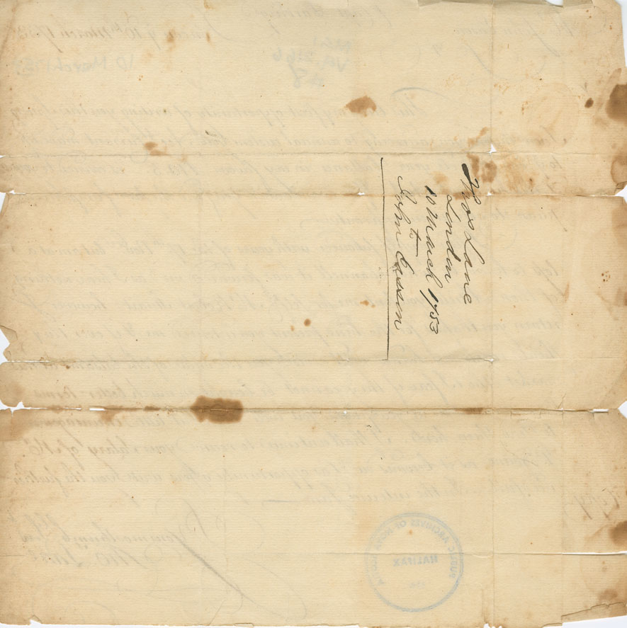 Easson : Letter, Thomas Lane, London, to John Easson