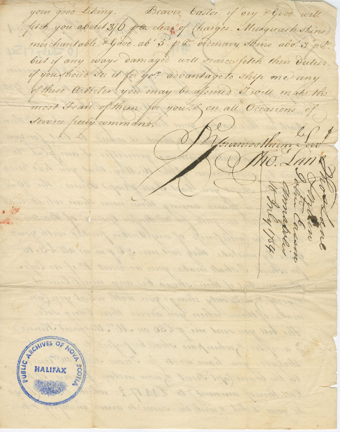 Easson : Letter, Thomas Lane, London, to John Easson