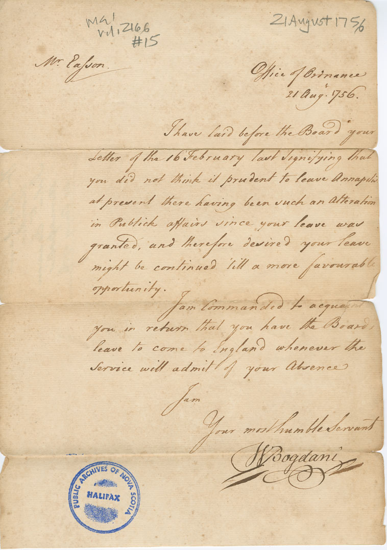 Easson : Letter, W. Bogdani, London, to John Easson