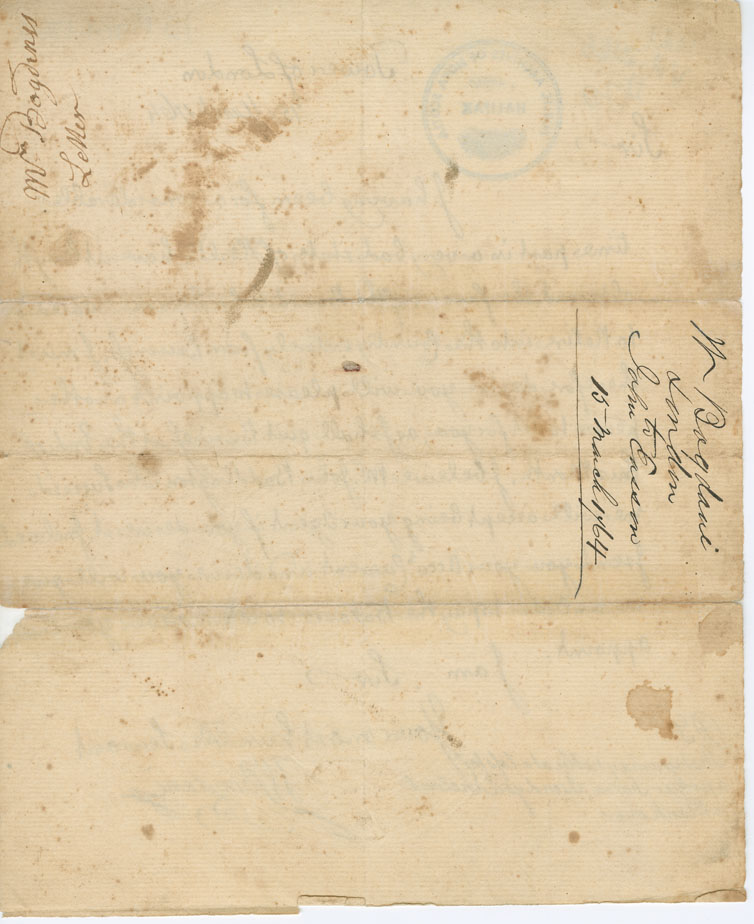 Easson : Letter, W. Bogdani, Tower of London, to John Easson