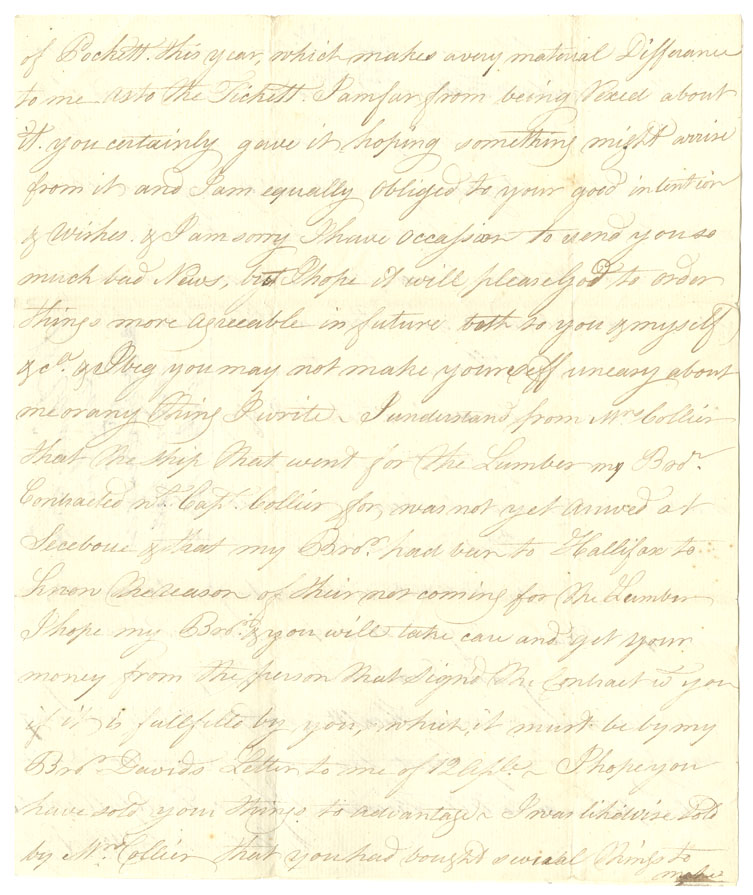 Easson : Letter, William Easson, London, to his father, John Easson