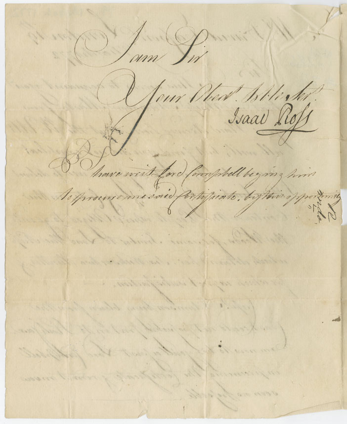 Easson : Letter, Isaac Ross, London, to David Easson