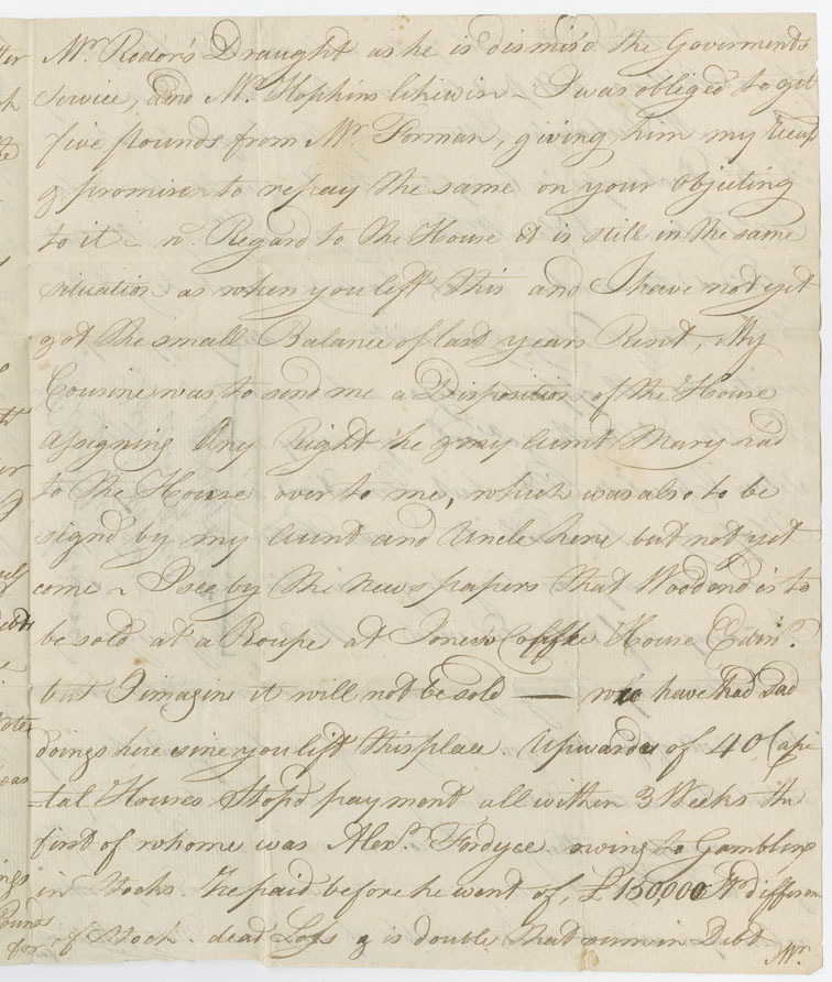 Easson : Letter, William Easson, London, to his father, John Easson