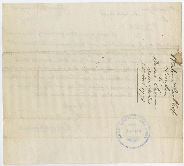 Easson : Letter, Watson & Rashleigh, London, to David Easson