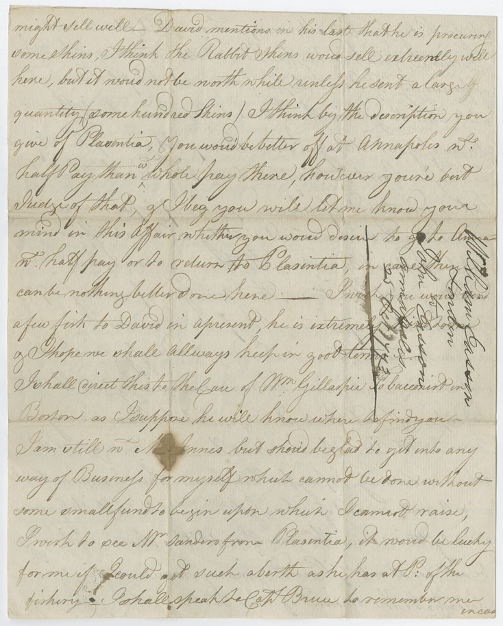 Easson : Letter, William Easson, London, to his father, John Easson