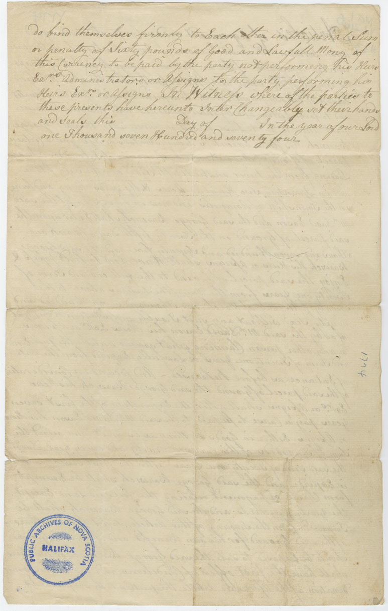 Easson : Articles of Agreement between David Easson and George Barwick, both of Annapolis Royal