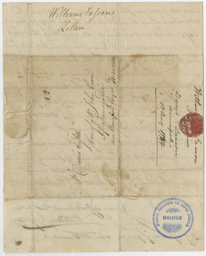 Easson : Letter, William Easson, Jamaica, to his brother, David Easson