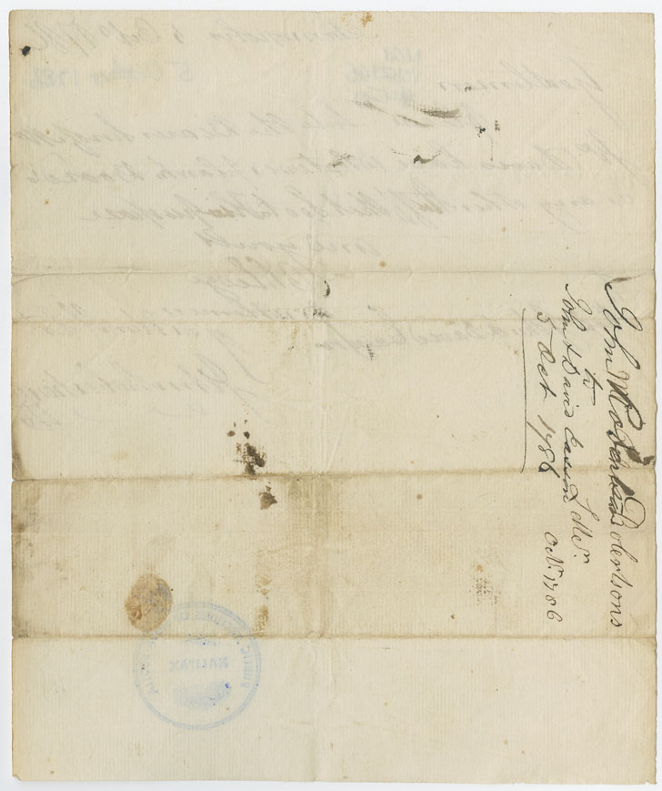 Easson : Letter, John Robertson, Annapolis Royal, to John and David Easson